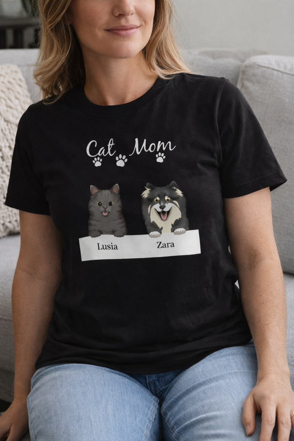 Koszulka Cat Mom - personalizowana (imiona kotów)