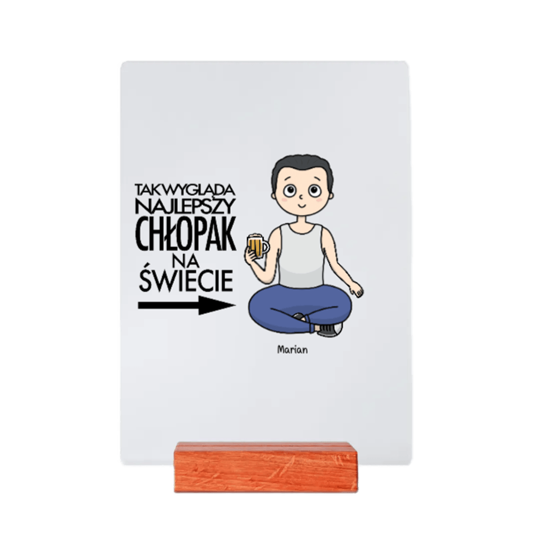 Personalizowane Szkiełko - Najlepszy chłopak na świecie (+opcjonalnie kot) - Mejkmi - Personalizowane Prezenty Dla Twoich Bliskich!
