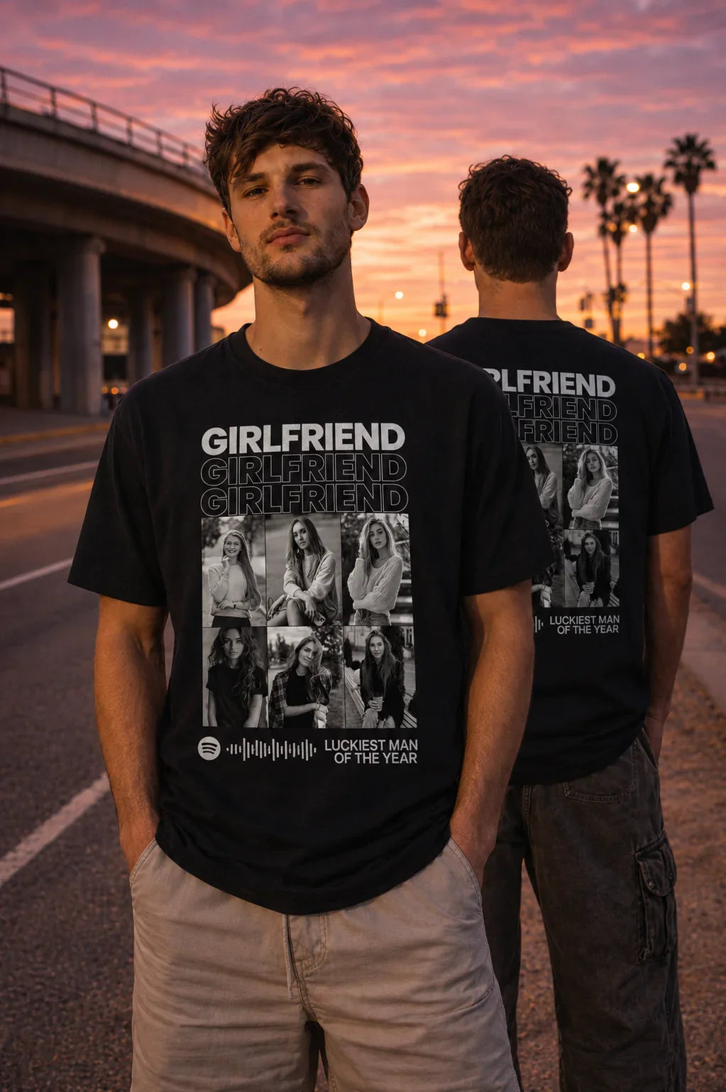 Personalizowana Koszulka - Girlfriend Twoje zdjęcia + spotify - PRZÓD i TYŁ