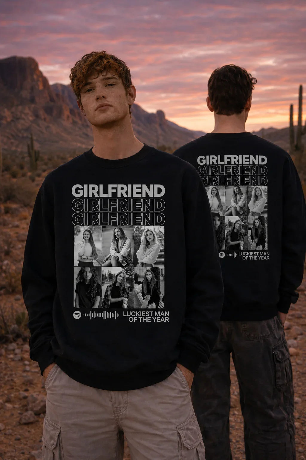 Bluza bez kaptura na dzień chłopaka -  "Girlfriend" - PRZÓD i TYŁ