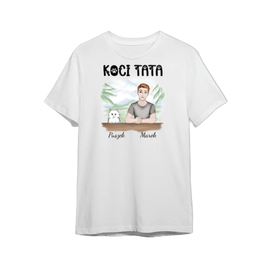 Koszulka personalizowana - Koci Tata - Mejkmi - Personalizowane Prezenty Dla Twoich Bliskich!