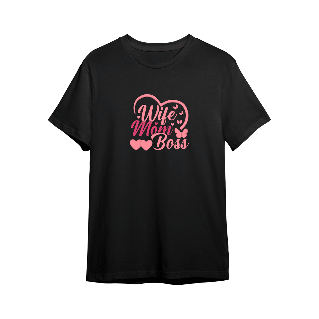 Koszulka z Napisem "Wife Mom Boss" - Mejkmi - Personalizowane Prezenty Dla Twoich Bliskich!
