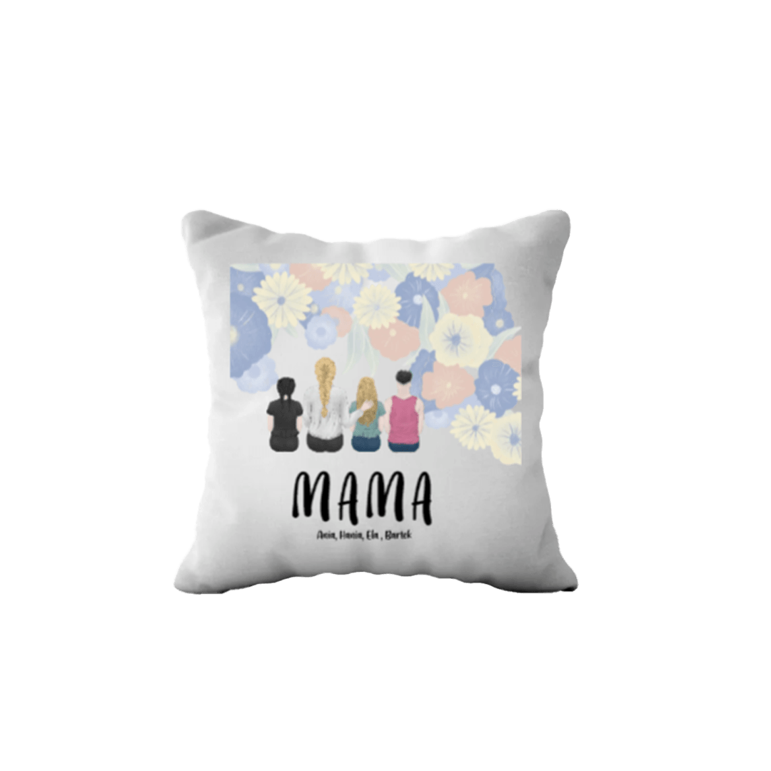 Personalizowana Poduszka - poduszka rodzinna matki z dziećmi do 4 osób - Mejkmi - Personalizowane Prezenty Dla Twoich Bliskich!