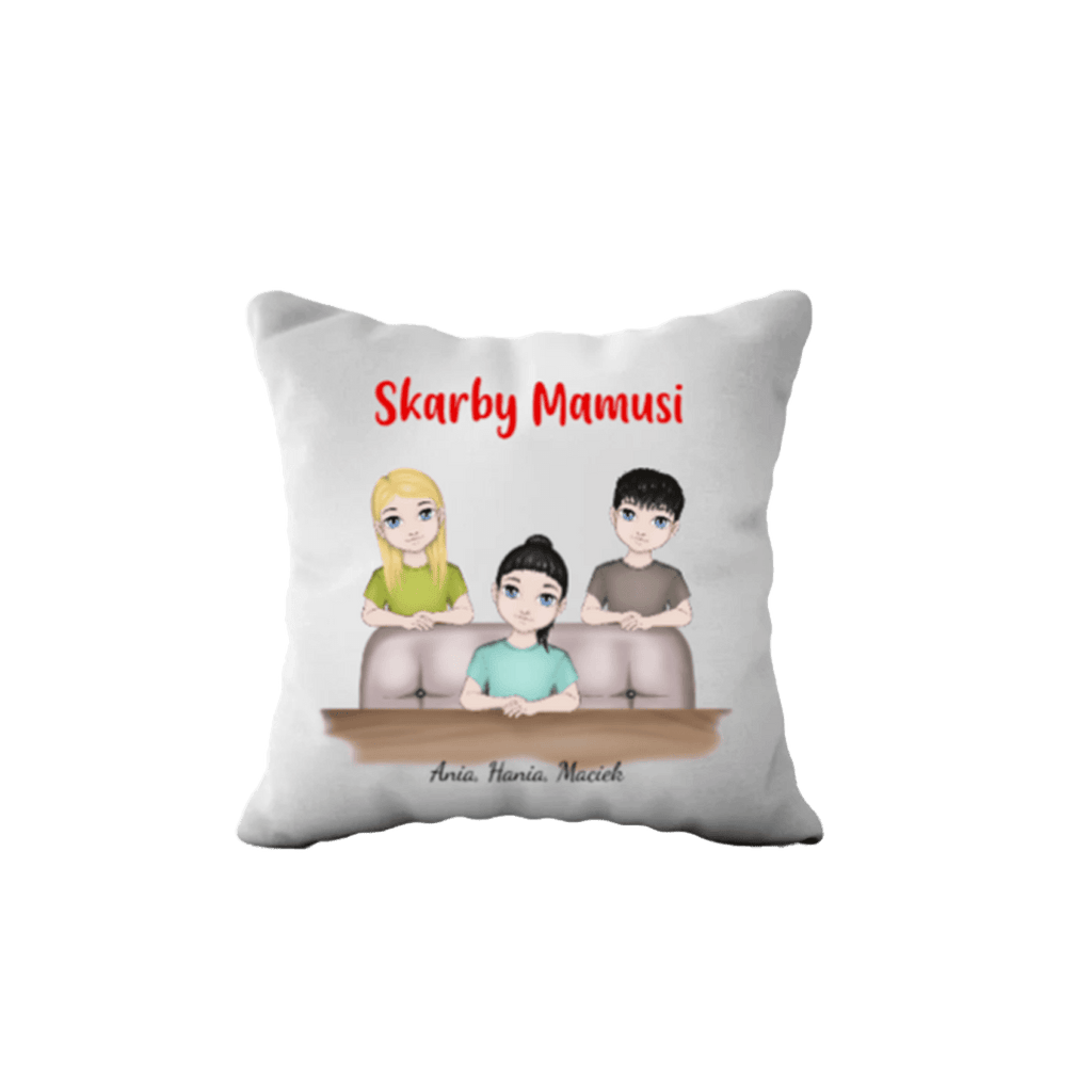 Personalizowana Poduszka - Skarby Mamusi - wyjątkowy prezent dla Mamy - Mejkmi - Personalizowane Prezenty Dla Twoich Bliskich!