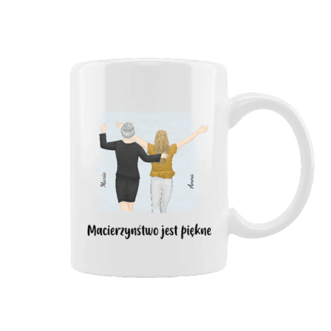 Personalizowany Kubek - Macierzyństwo jest piękne na dzień matki - Mejkmi - Personalizowane Prezenty Dla Twoich Bliskich!