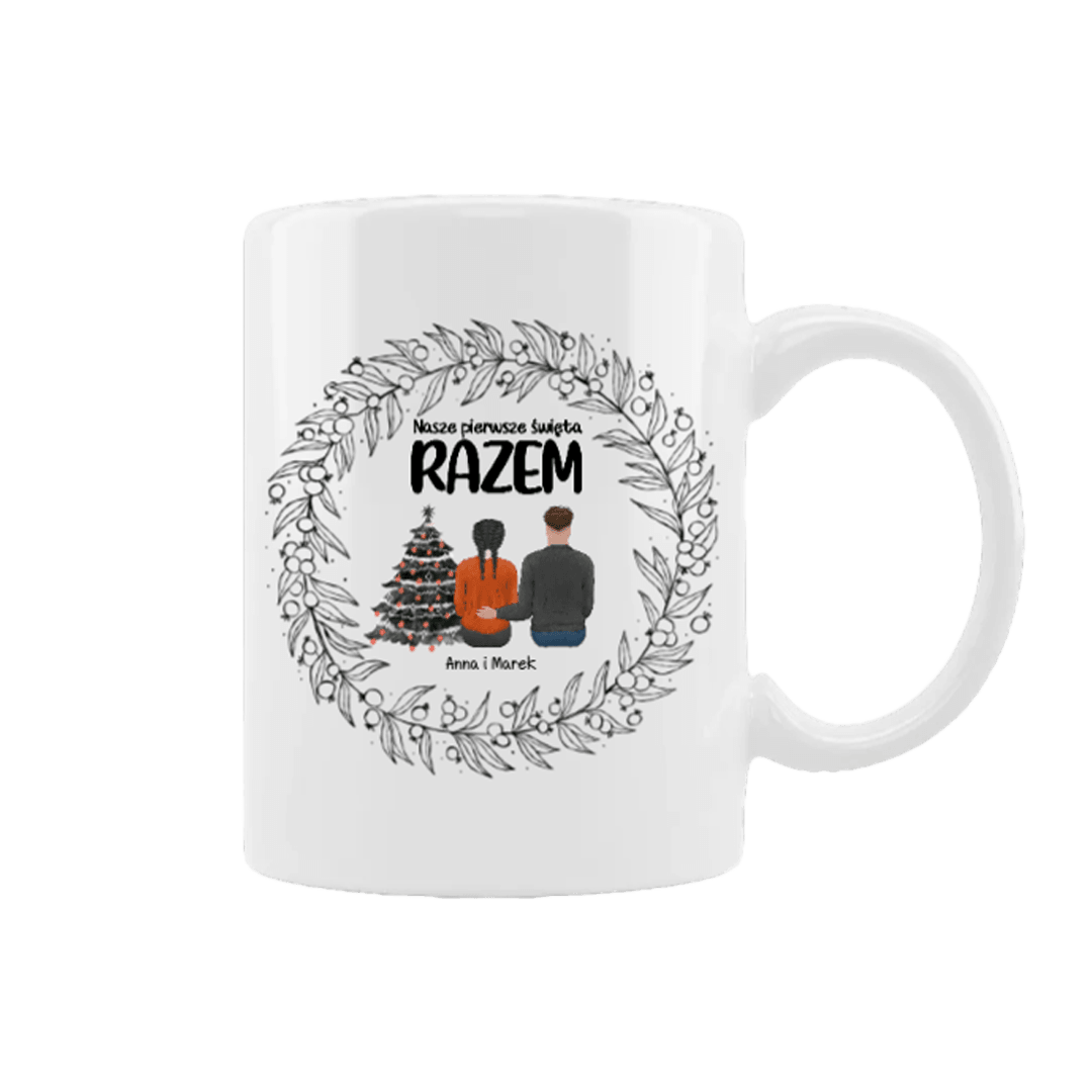 Personalizowany Kubek - Nasze pierwsze święta razem - Mejkmi - Personalizowane Prezenty Dla Twoich Bliskich!
