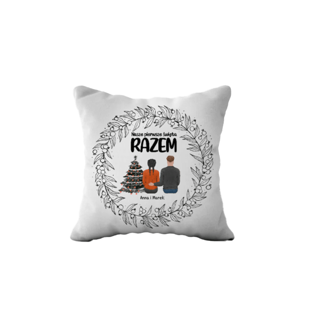 Personalizowana Poduszka - Pierwsze Święta Razem - Mejkmi - Personalizowane Prezenty Dla Twoich Bliskich!