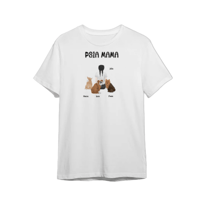 Personalizowana Koszulka - Psia mama (Od 1 do 4 psów) - Mejkmi - Personalizowane Prezenty Dla Twoich Bliskich!