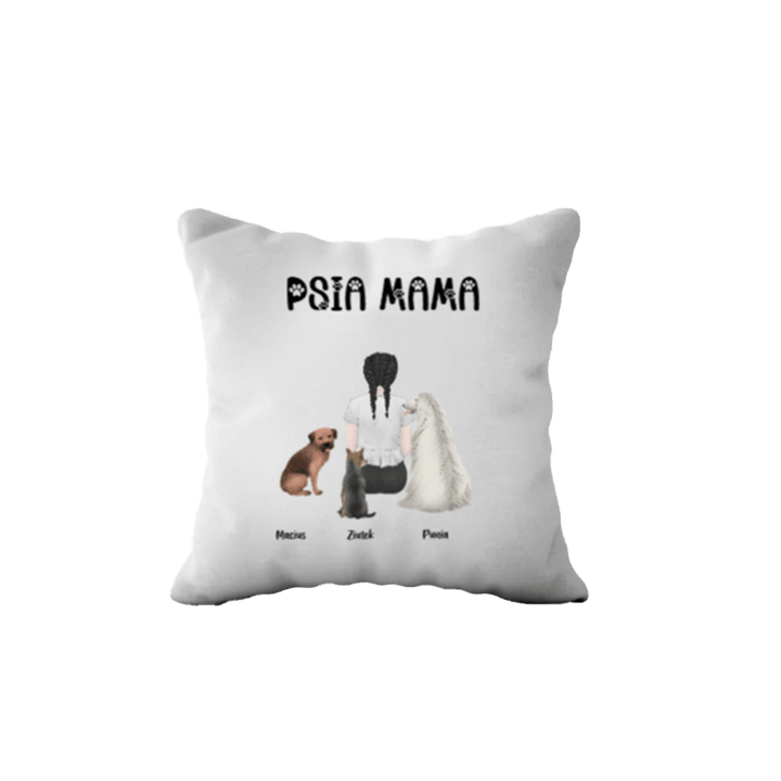 Personalizowana Poduszka - Psia mama (Od 1 do 4 psów) - Mejkmi - Personalizowane Prezenty Dla Twoich Bliskich!