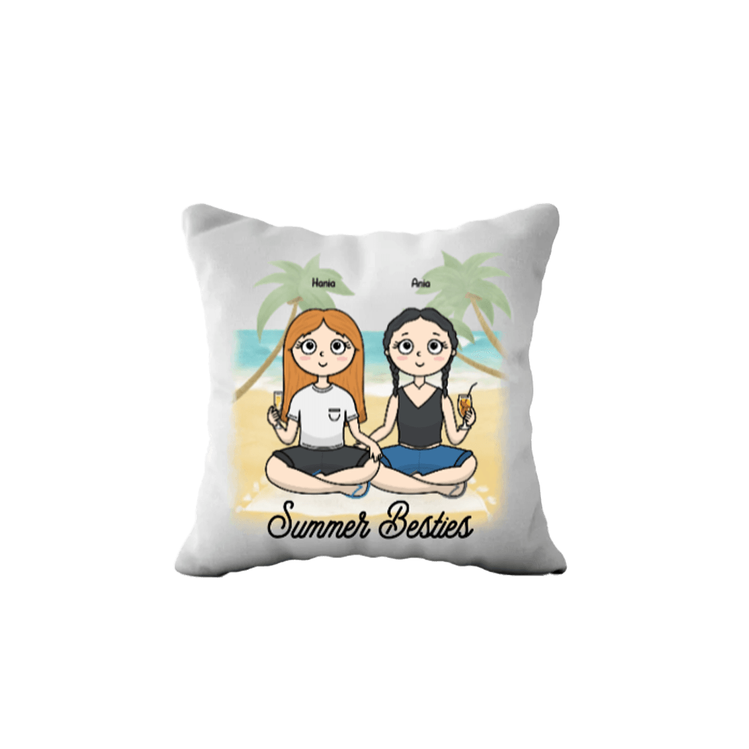Poduszka personalizowana - Summer Besties - dla przyjaciółek - Mejkmi - Personalizowane Prezenty Dla Twoich Bliskich!