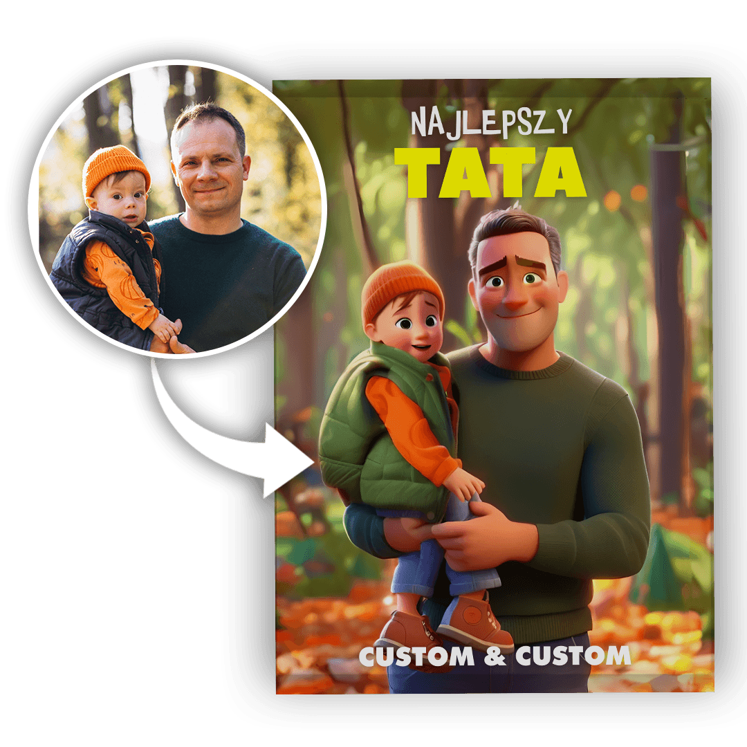 Personalizowany Obraz na płótnie Disney Najlepszy Tata na Prezent na Dzień Ojca - Mejkmi - Personalizowane Prezenty Dla Twoich Bliskich!