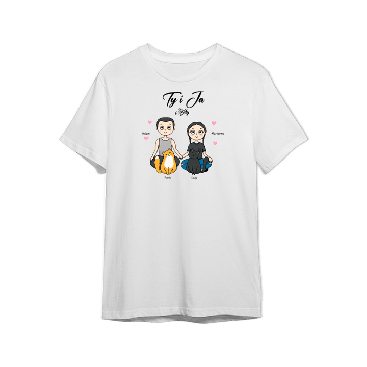 Koszulka Personalizowana dla Par - Ty i Ja (i kot) - Mejkmi - Personalizowane Prezenty Dla Twoich Bliskich!