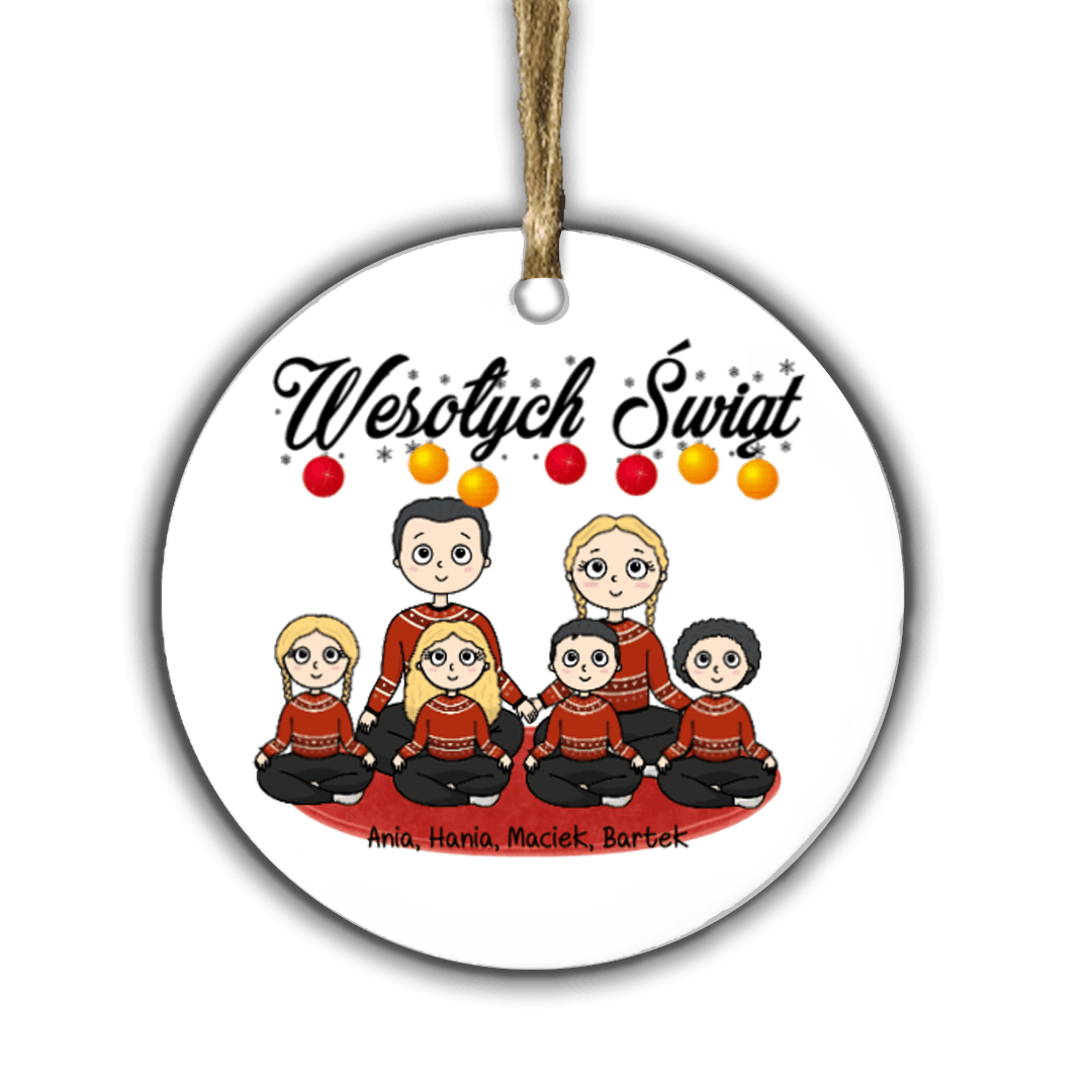 Personalizowana bombka - Wesołych świąt (do 6 osób) - Mejkmi - Personalizowane Prezenty Dla Twoich Bliskich!