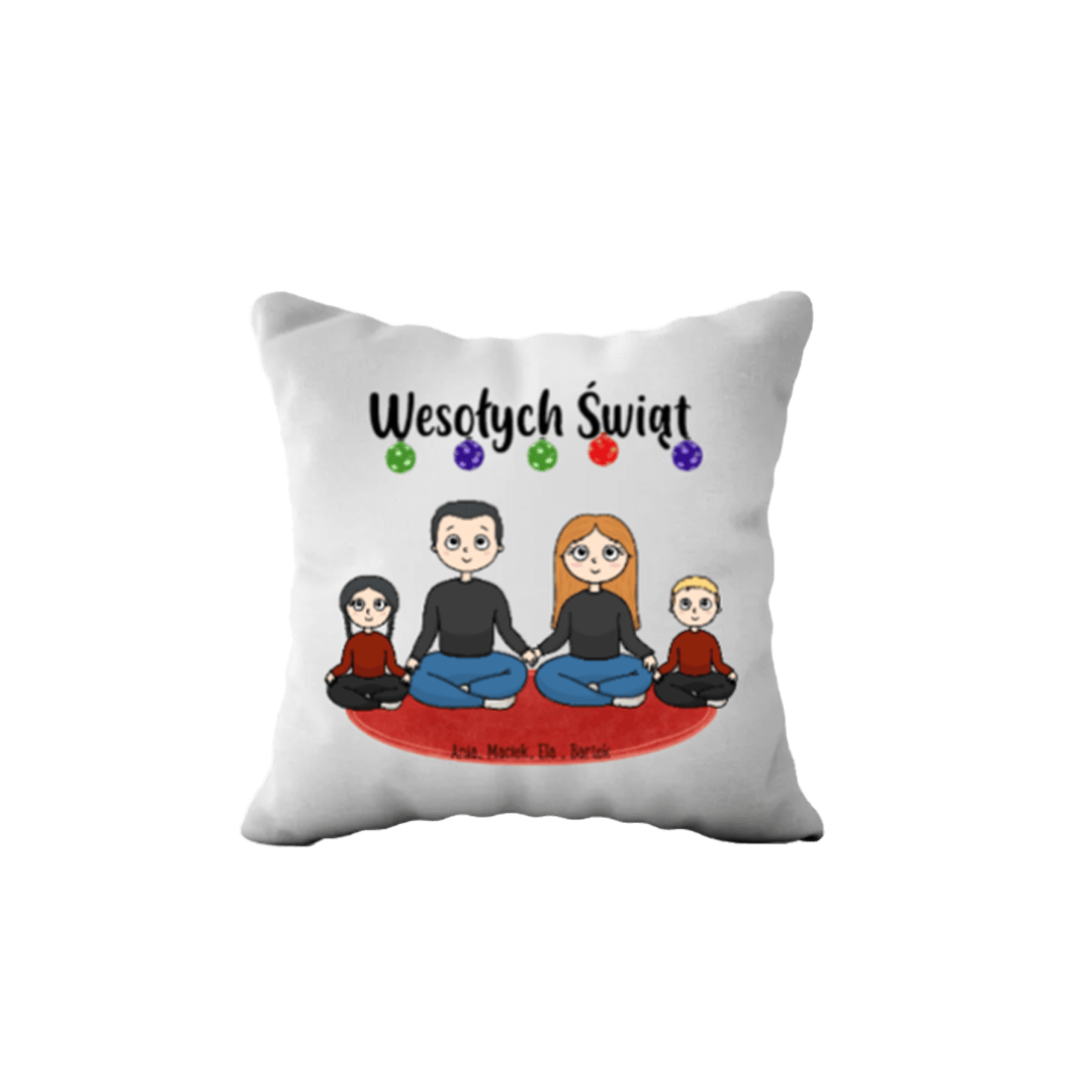 Personalizowana Poduszka - Wesołych świąt od rodziny - rodzinny prezent - Mejkmi - Personalizowane Prezenty Dla Twoich Bliskich!