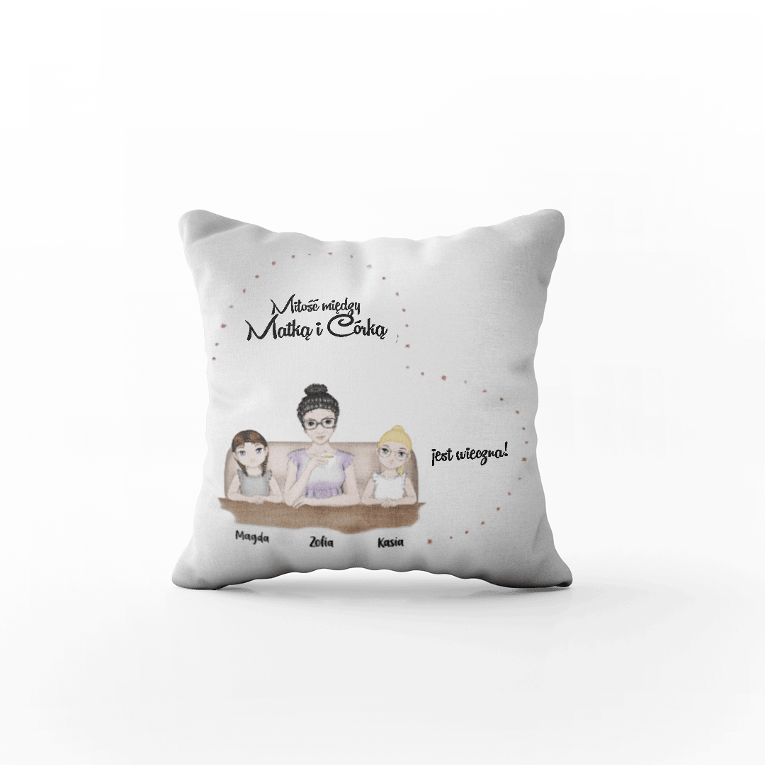 Poduszka Personalizowana - Wieczna miłość Mama i Córka - Mejkmi - Personalizowane Prezenty Dla Twoich Bliskich!