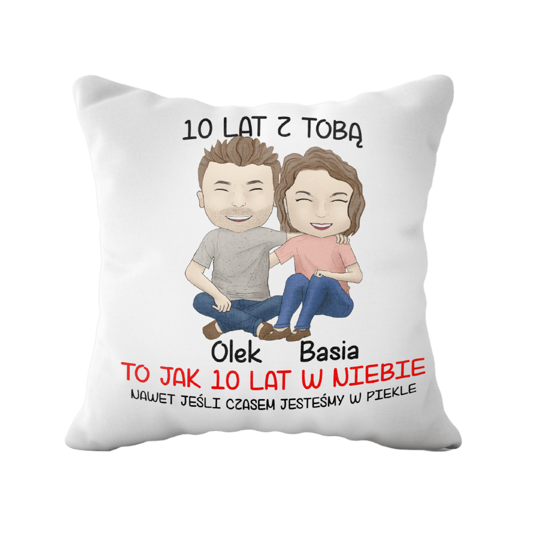 Personalizowana Poduszka - X Lat z tobą, to jak X lat w niebie - Mejkmi - Personalizowane Prezenty Dla Twoich Bliskich!