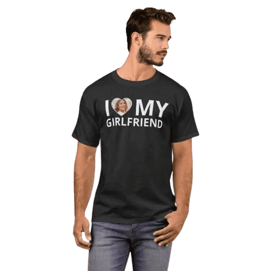 Personalizowana Koszulka I Love My Girlfriend z Twoim zdjęciem na prezent - Mejkmi - Personalizowane Prezenty Dla Twoich Bliskich!