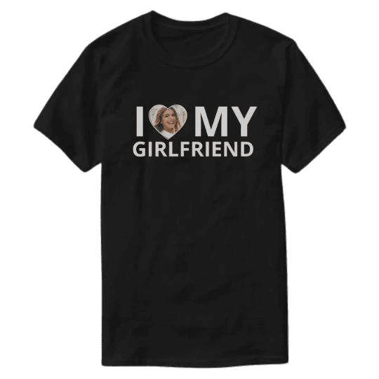 Personalizowana Koszulka I Love My Girlfriend z Twoim zdjęciem na prezent - Mejkmi - Personalizowane Prezenty Dla Twoich Bliskich!