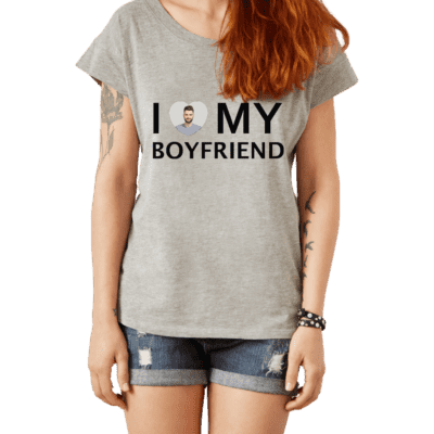 Personalizowana Koszulka I Love My Boyfriend z Twoim zdjęciem na prezent