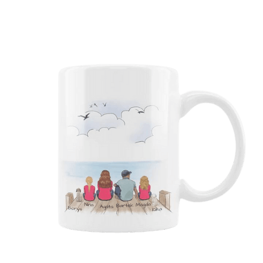 Personalizowany Kubek Rodzinny - Stwórz swoją rodzinę na pomoście - Mejkmi - Personalizowane Prezenty Dla Twoich Bliskich!