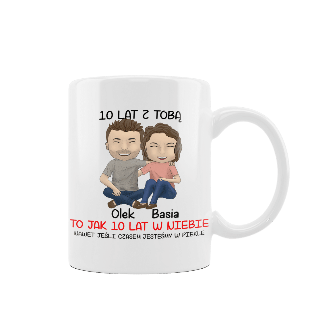 Personalizowany Kubek - X lat z tobą, to jak X lat w niebie - Mejkmi - Personalizowane Prezenty Dla Twoich Bliskich!