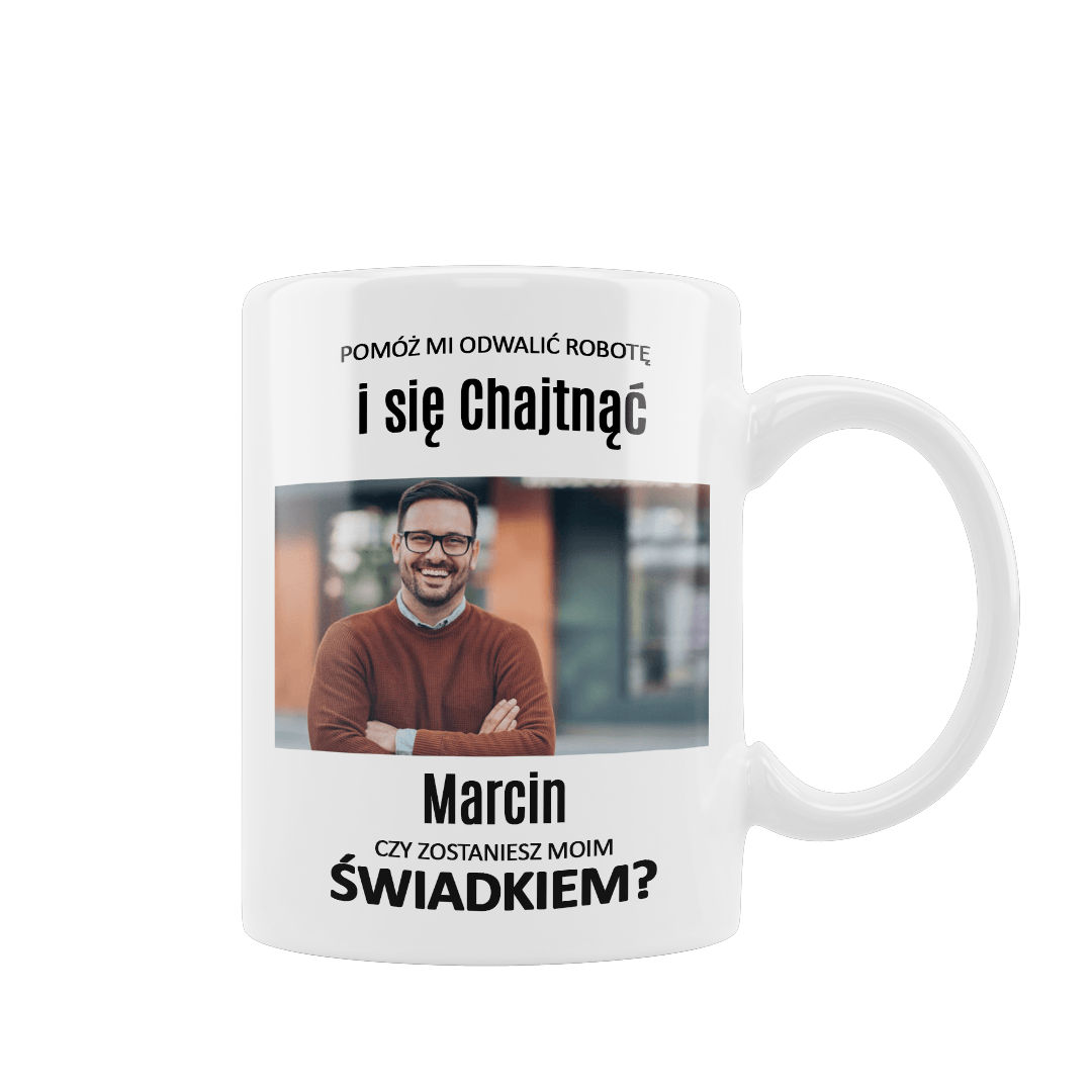 Personalizowany Kubek z Twoim imieniem Czy zostaniesz moim świadkiem? - Mejkmi - Personalizowane Prezenty Dla Twoich Bliskich!