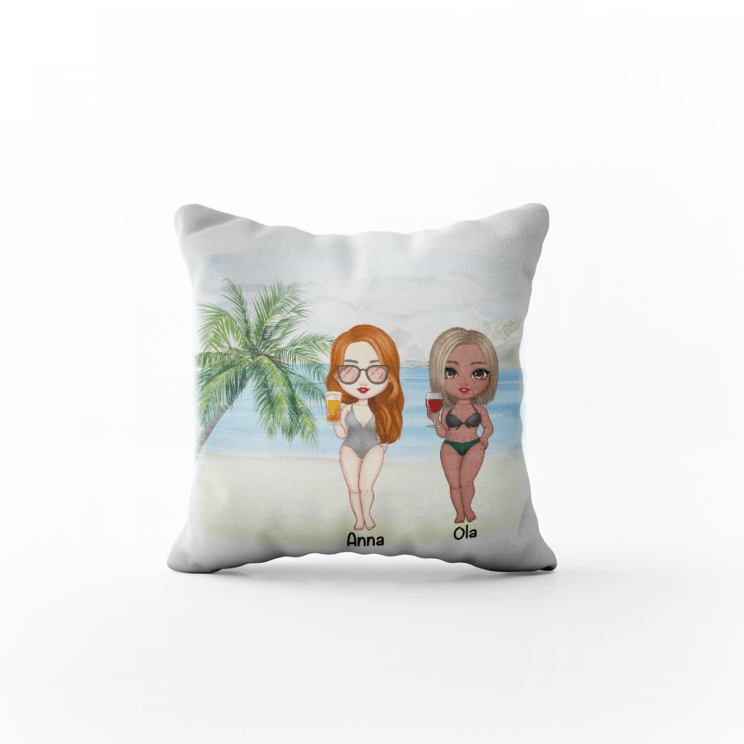 Personalizowana Poduszka Dla Przyjaciółki - Plażowiczki - Mejkmi - Personalizowane Prezenty Dla Twoich Bliskich!